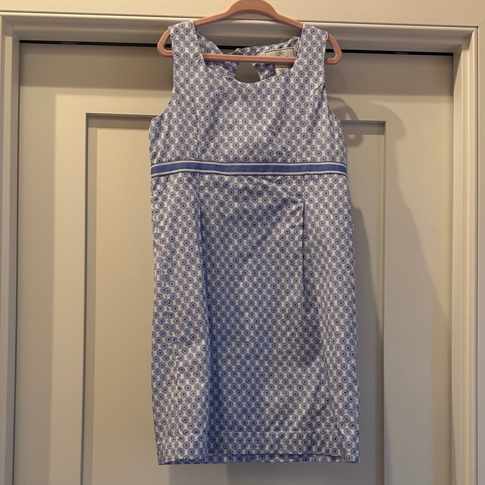 Girls' Sleeveless Blue Floral Print Dress